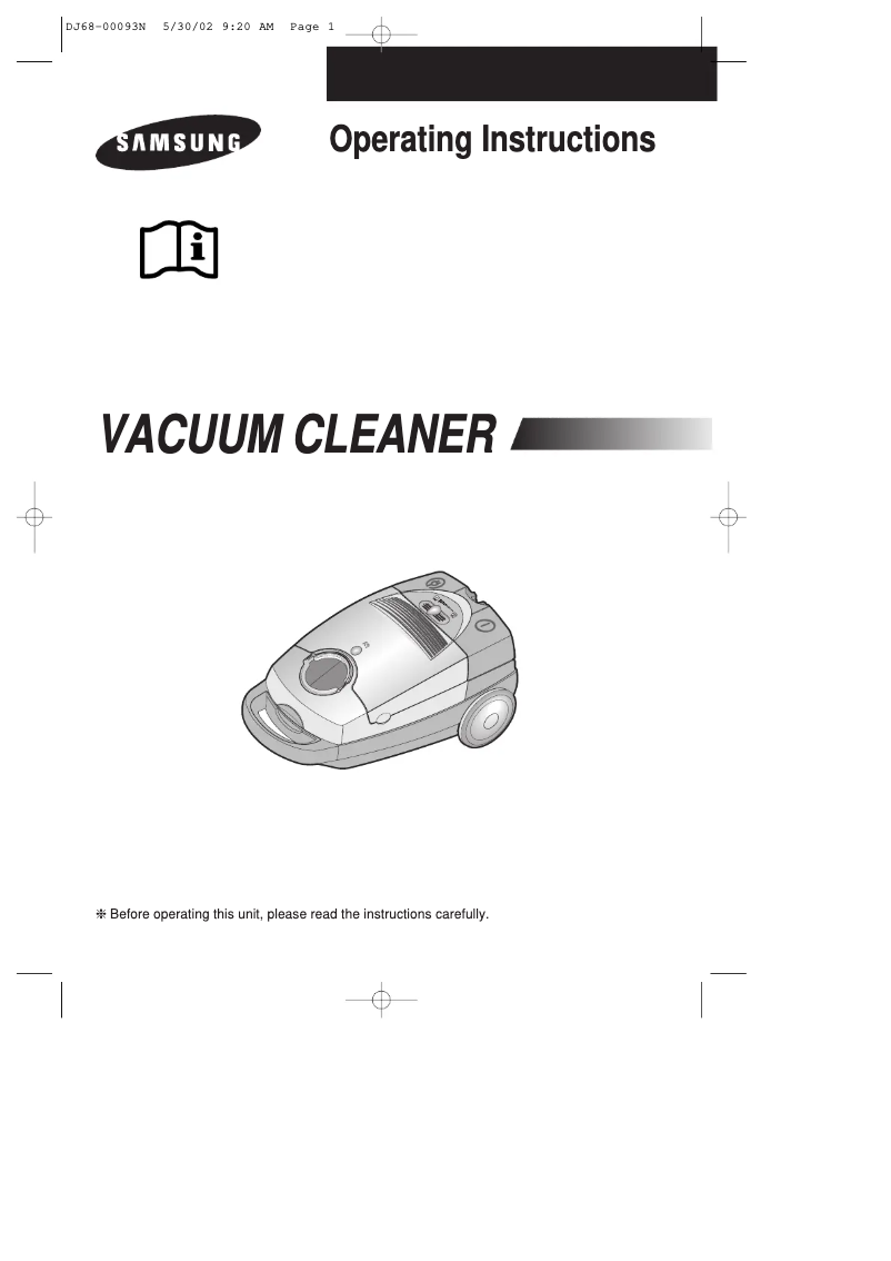 Page 1 of the manual User Manual Samsung VC-8932ET