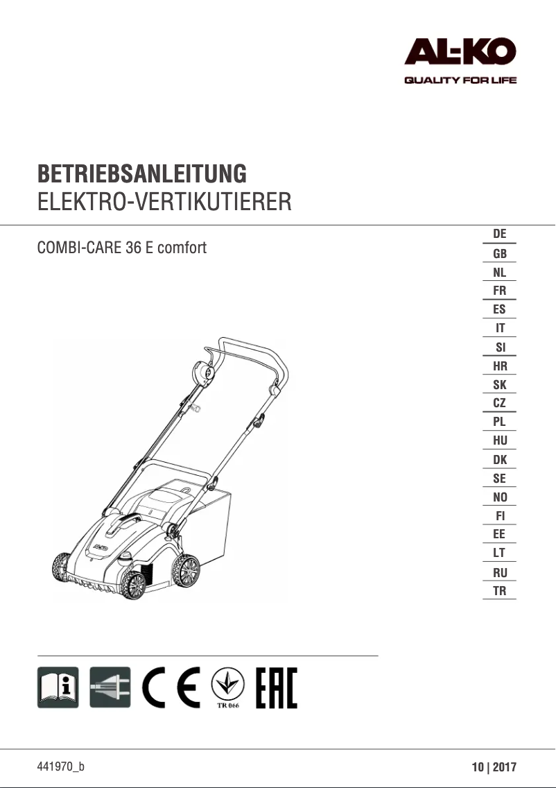 First page image of the manual for Combi Care 36 E Comfort