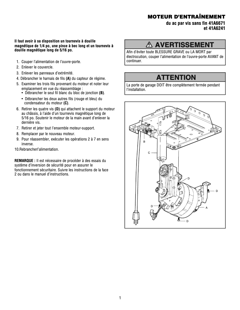 Page 1 of the manual User Manual Chamberlain 041A6241