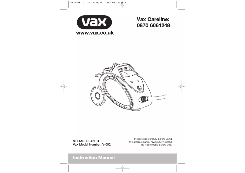 First page image of the manual for V-082
