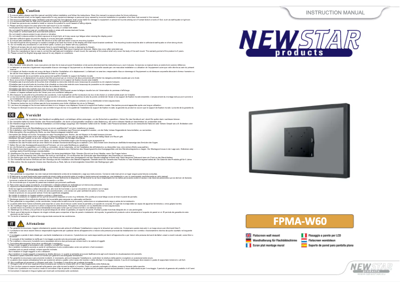 Page 1 of the manual User Manual Newstar FPMA-W60