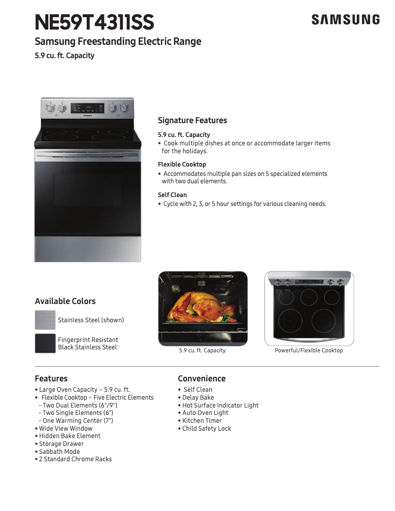 Page 1 of the manual Technical Sheet Samsung NE59T4311SG