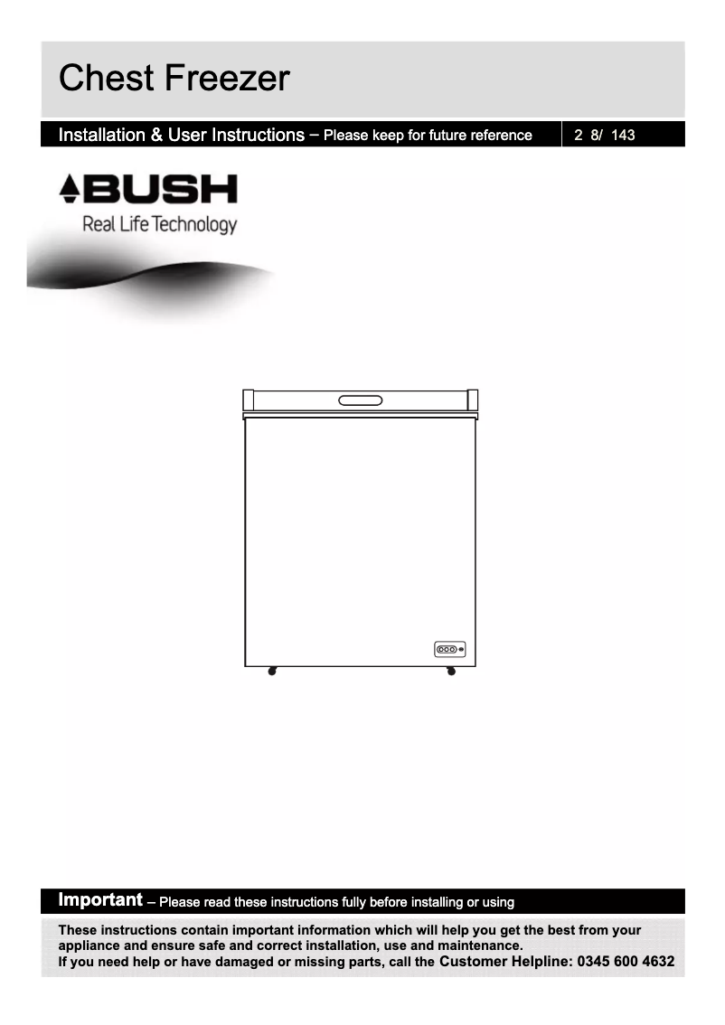 Page 1 of the manual User Manual Bush BCF142L