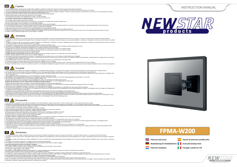 Page 1 of the manual User Manual Newstar FPMA-W200