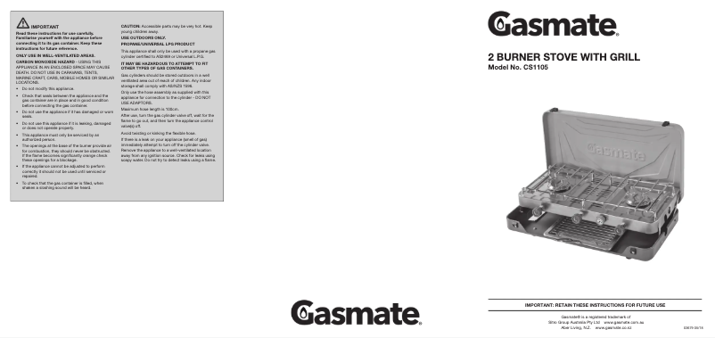 Page 1 of the manual User Manual Gasmate CS1105