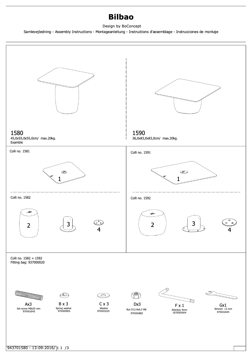 Page 1 of the manual User Manual BoConcept Bilbao