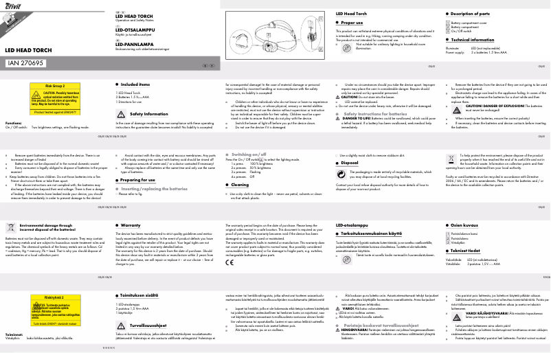 Page 1 of the manual User Manual Crivit IAN 270695