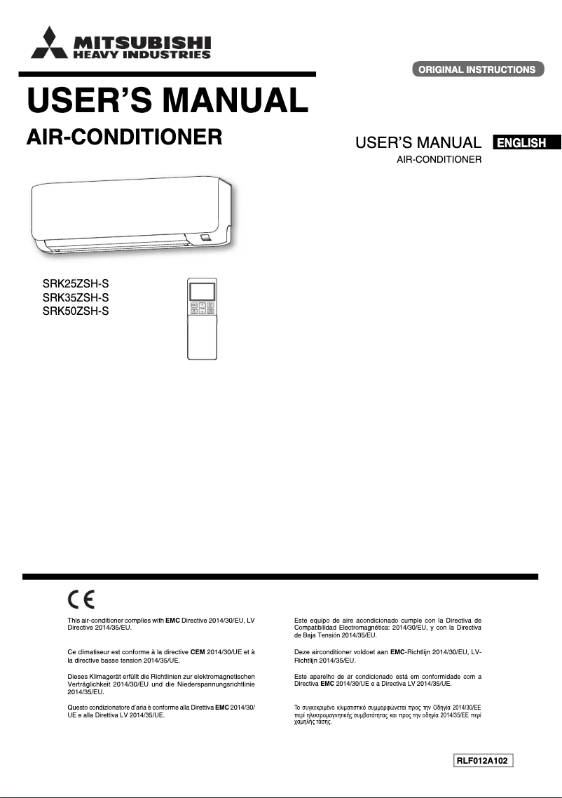 Page 1 of the manual User Manual Mitsubishi SRK25ZSH-S