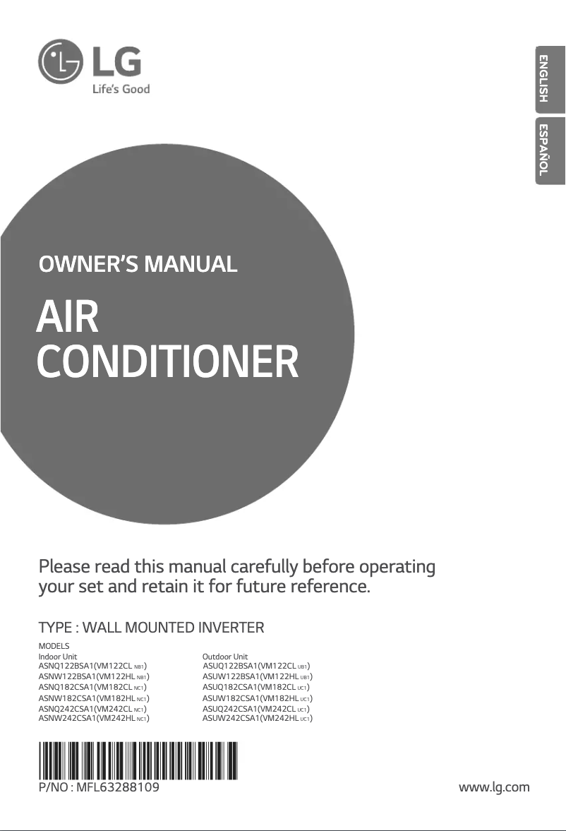 First page image of the manual for VM182HL