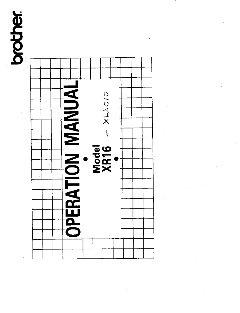 Page 1 of the manual User Manual Brother XR16
