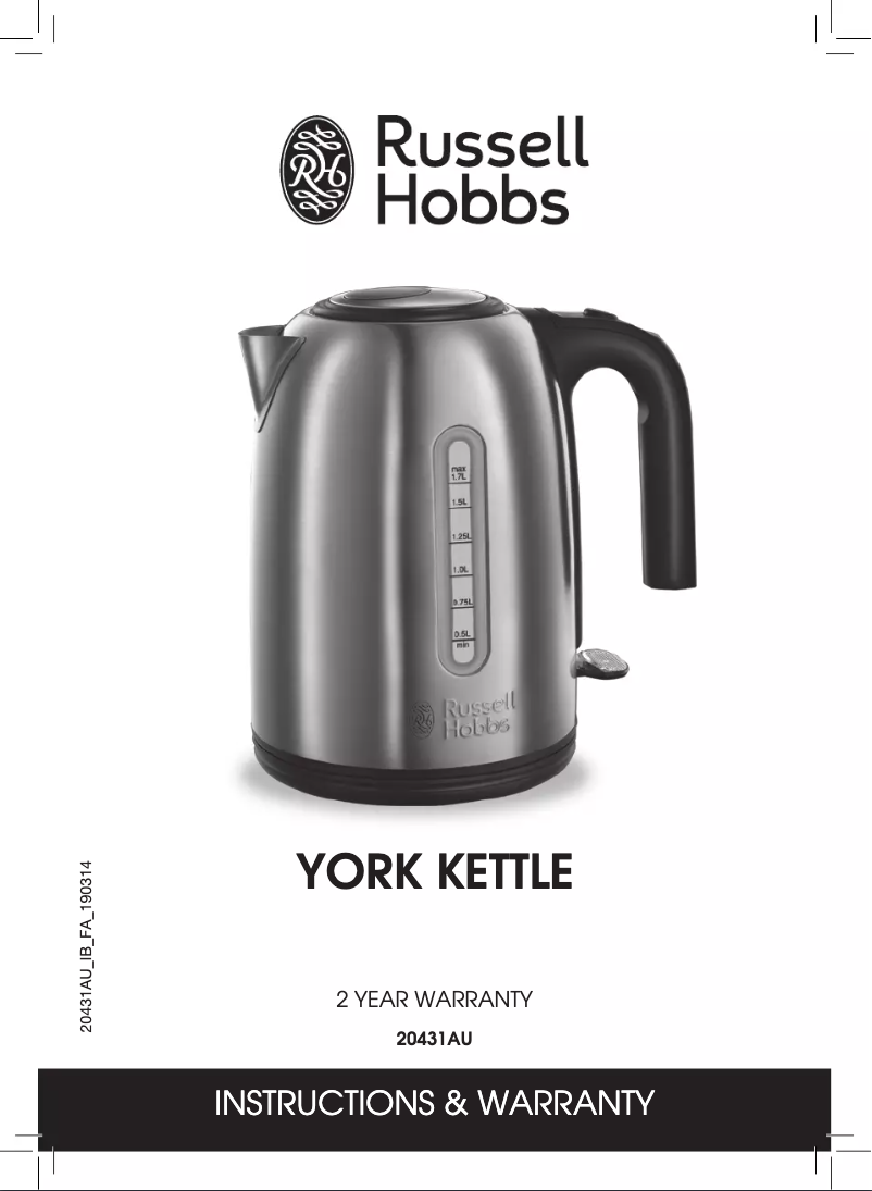 Page 1 de la notice Manuel utilisateur Russell Hobbs York 20431AU