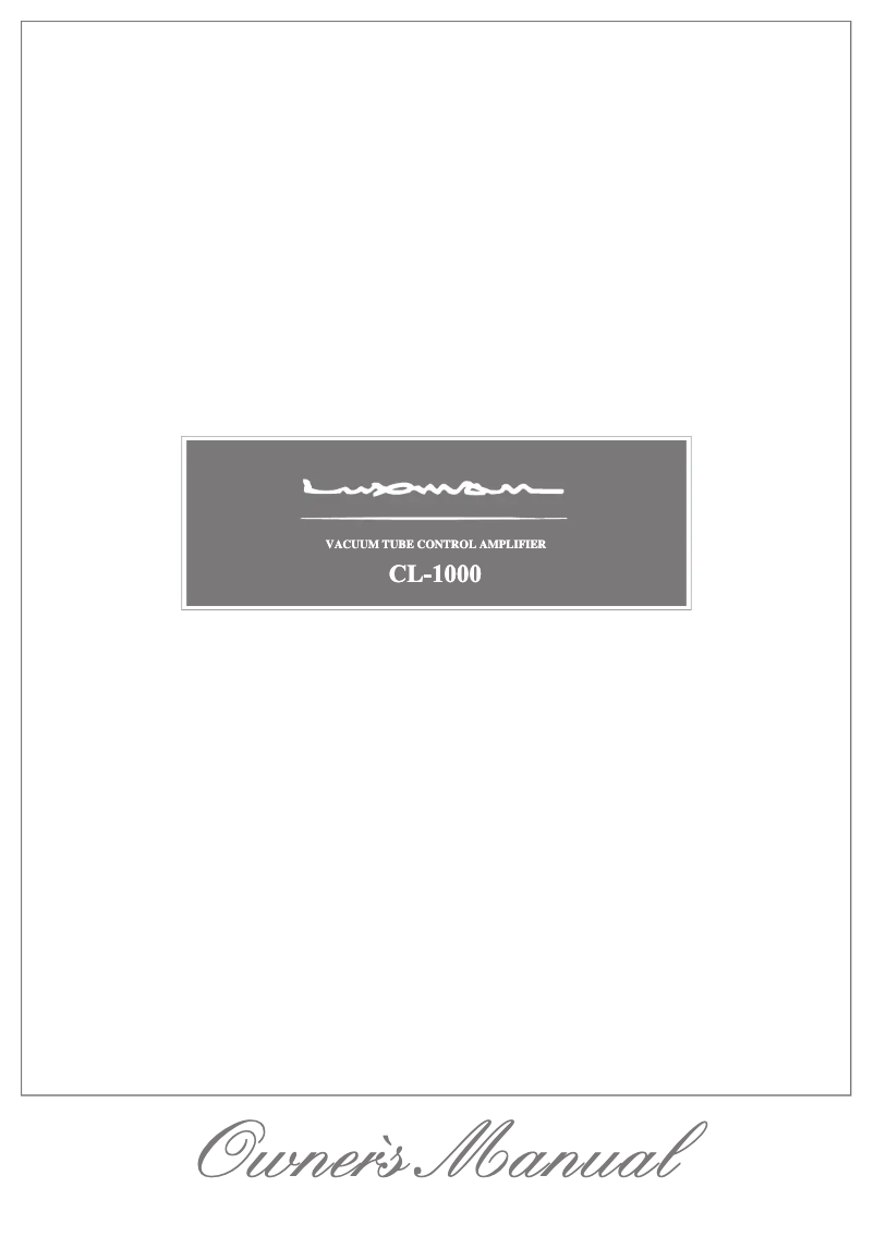 Page 1 de la notice Manuel utilisateur Luxman CL-1000