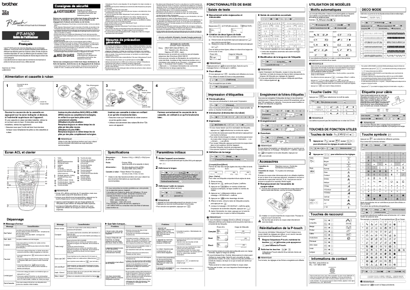 Page 1 of the manual User Manual Brother P-Touch PT-H100