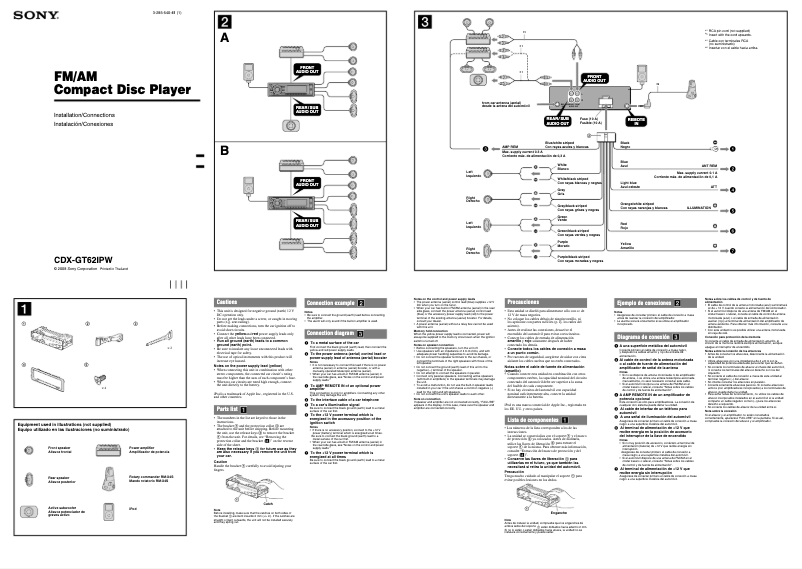 Page 1 of the manual Installation Guide Sony CDX-GT62IPW