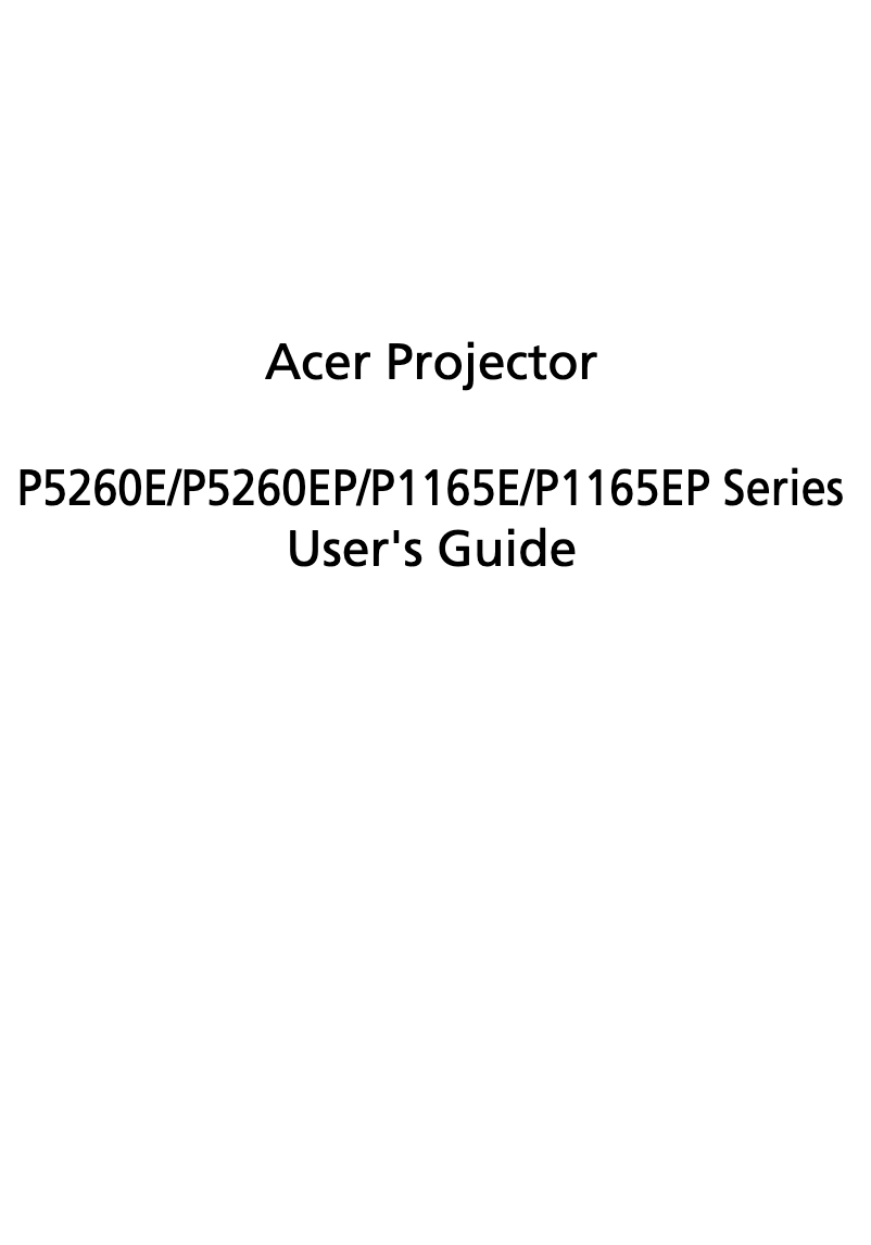 First page image of the manual for P1165E