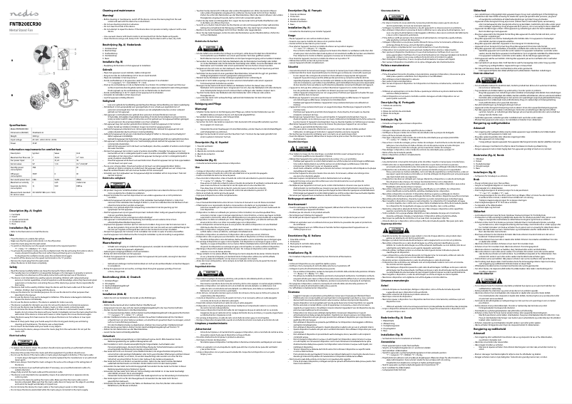 Page 1 of the manual User Manual Nedis FNTB20ECR30