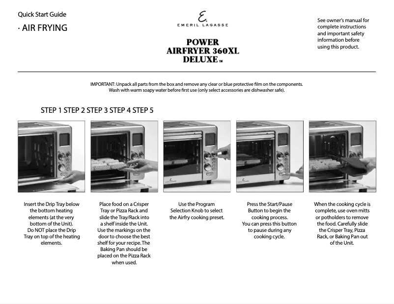First page image of the manual for Power AirFryer 360 Deluxe S-AFO-004