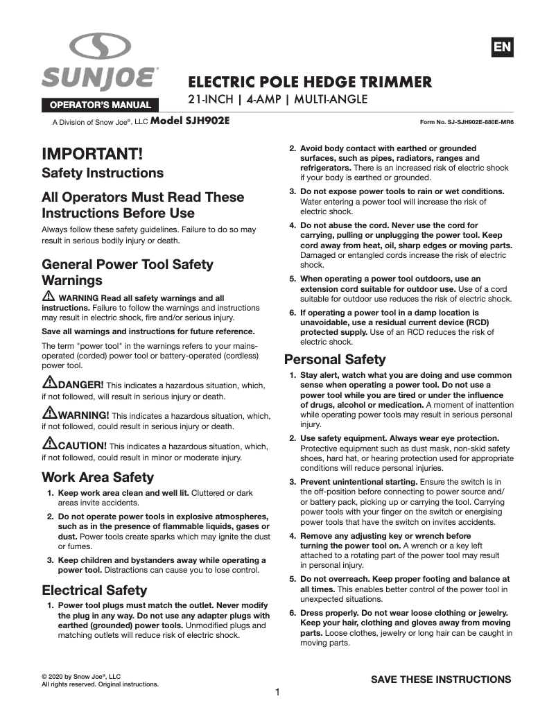First page image of the manual for SJH902E
