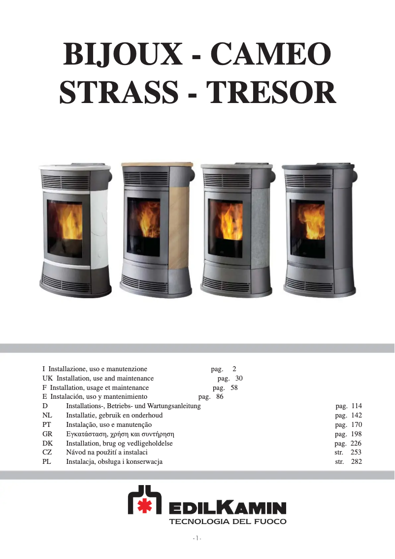 Page 1 of the manual User Manual Edilkamin TRESOR