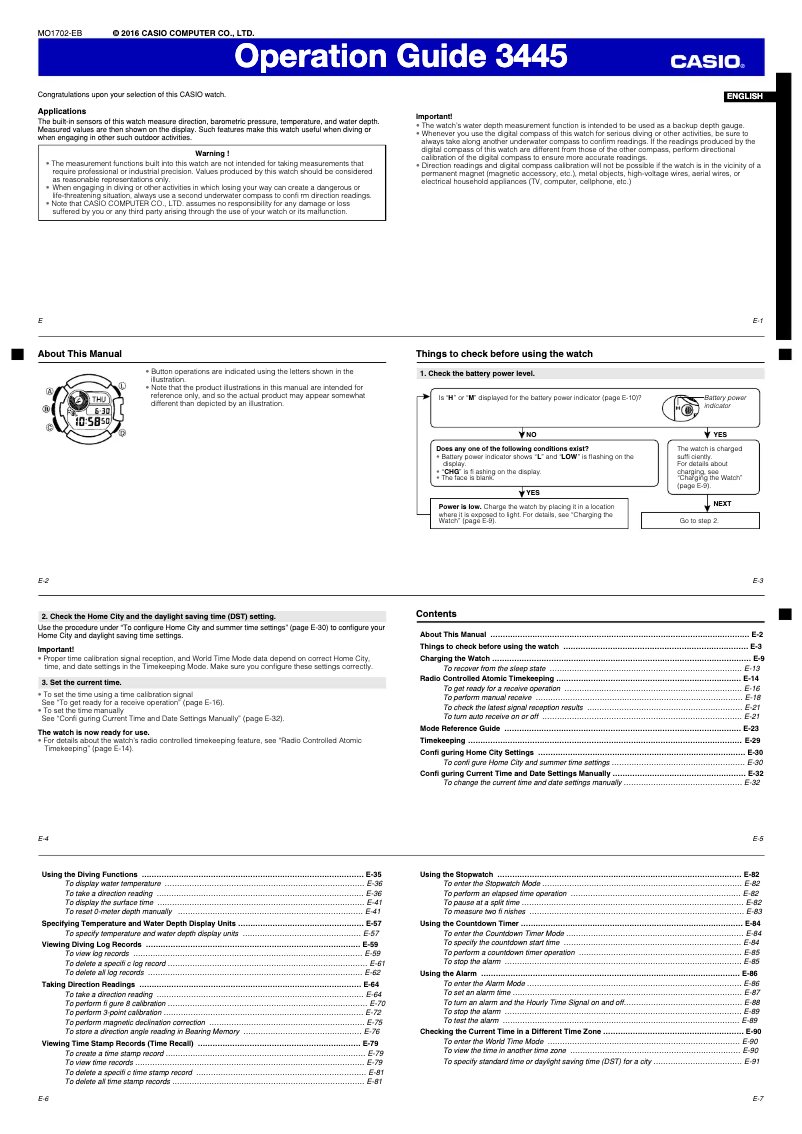 First page image of the manual for G-Shock GWF-D1000B-1LTD