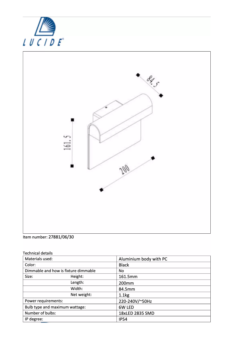 First page image of the manual for Lucide