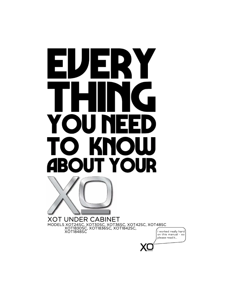 First page image of the manual for XOT1830SC