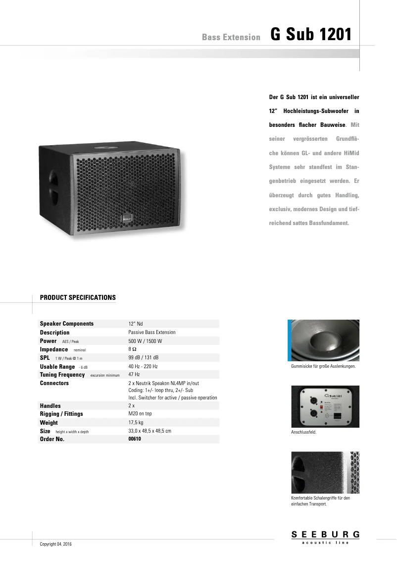 First page image of the manual for G Sub 1201