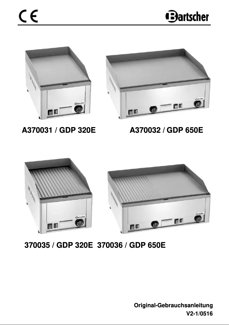 Page 1 of the manual User Manual Bartscher GDP 650E-G