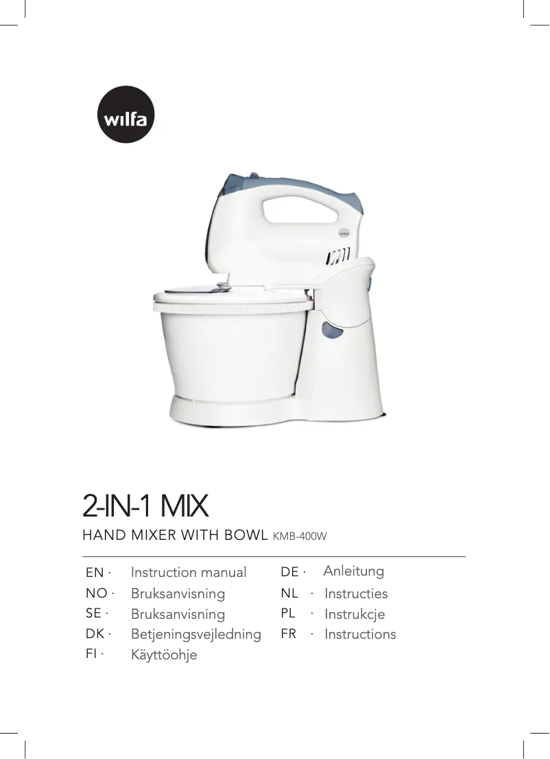 Page 1 of the manual User Manual Wilfa KMB-400W