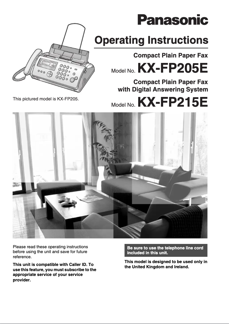 Page 1 of the manual User Manual Panasonic KX-FP215E