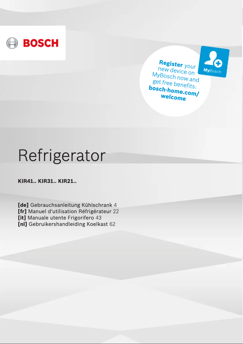 First page image of the manual for KGH31VFE0