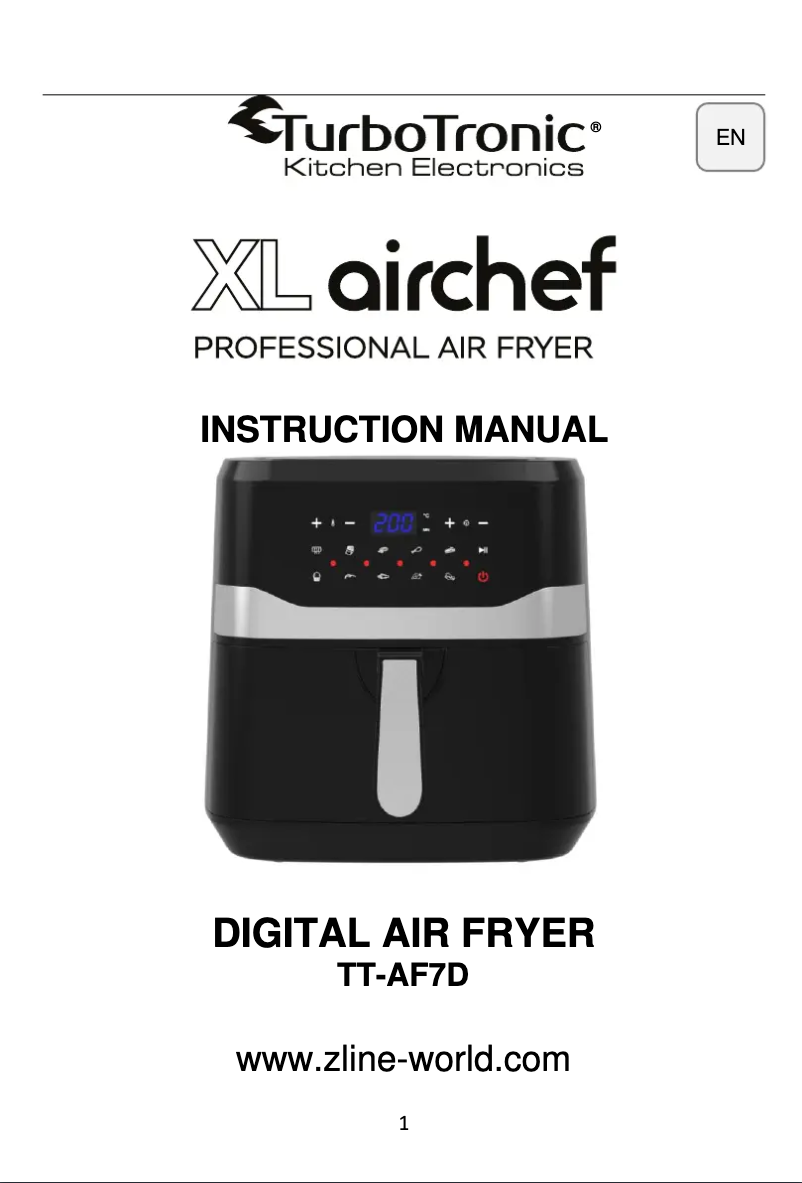 First page image of the manual for XL Airchef TT-AF7D