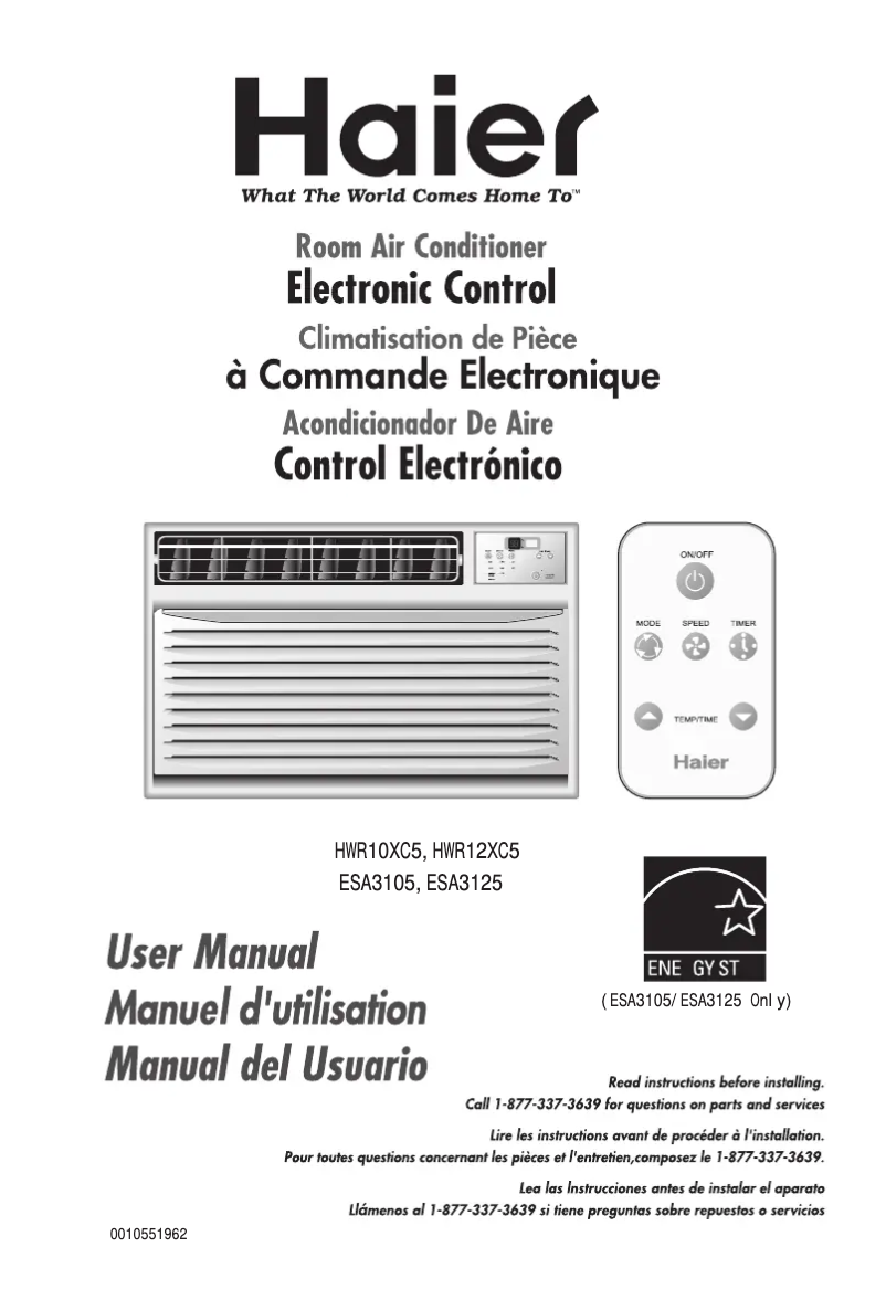 First page image of the manual for HWR10XC5