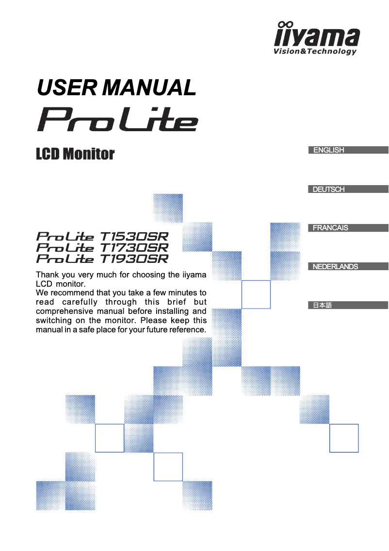 Page 1 of the manual User Manual Iiyama ProLite T1730SR-2