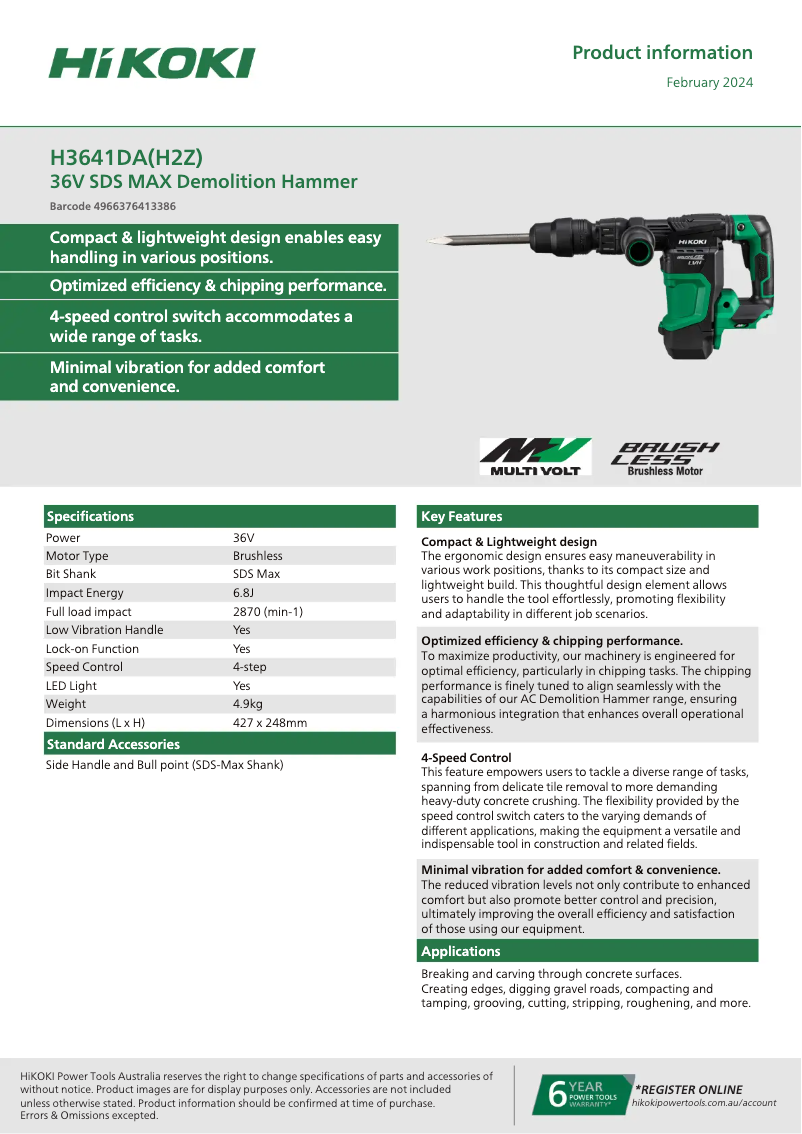 First page image of the manual for H3641DA