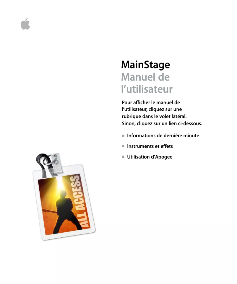 Page 1 of the manual User Manual Apple MainStage