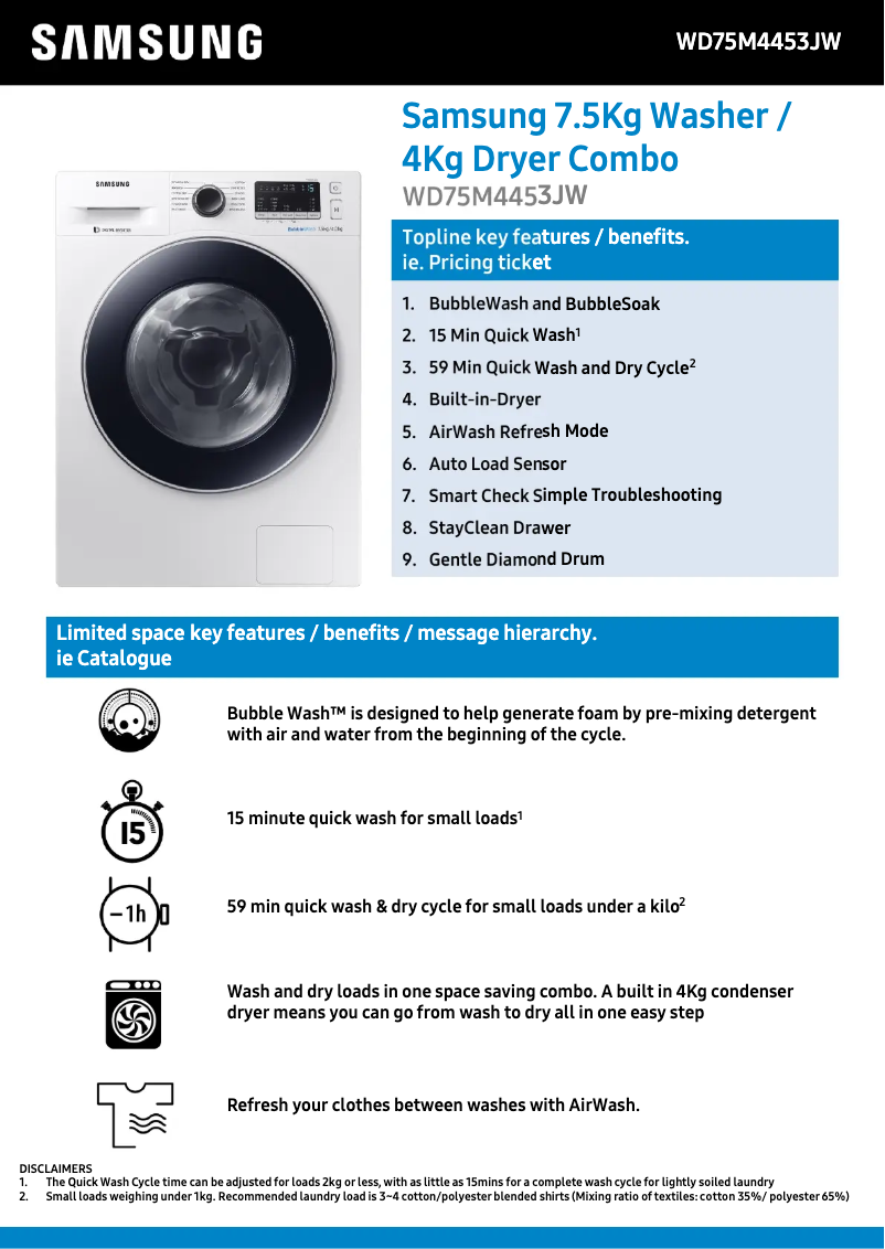 First page image of the manual for WD75M4453JW