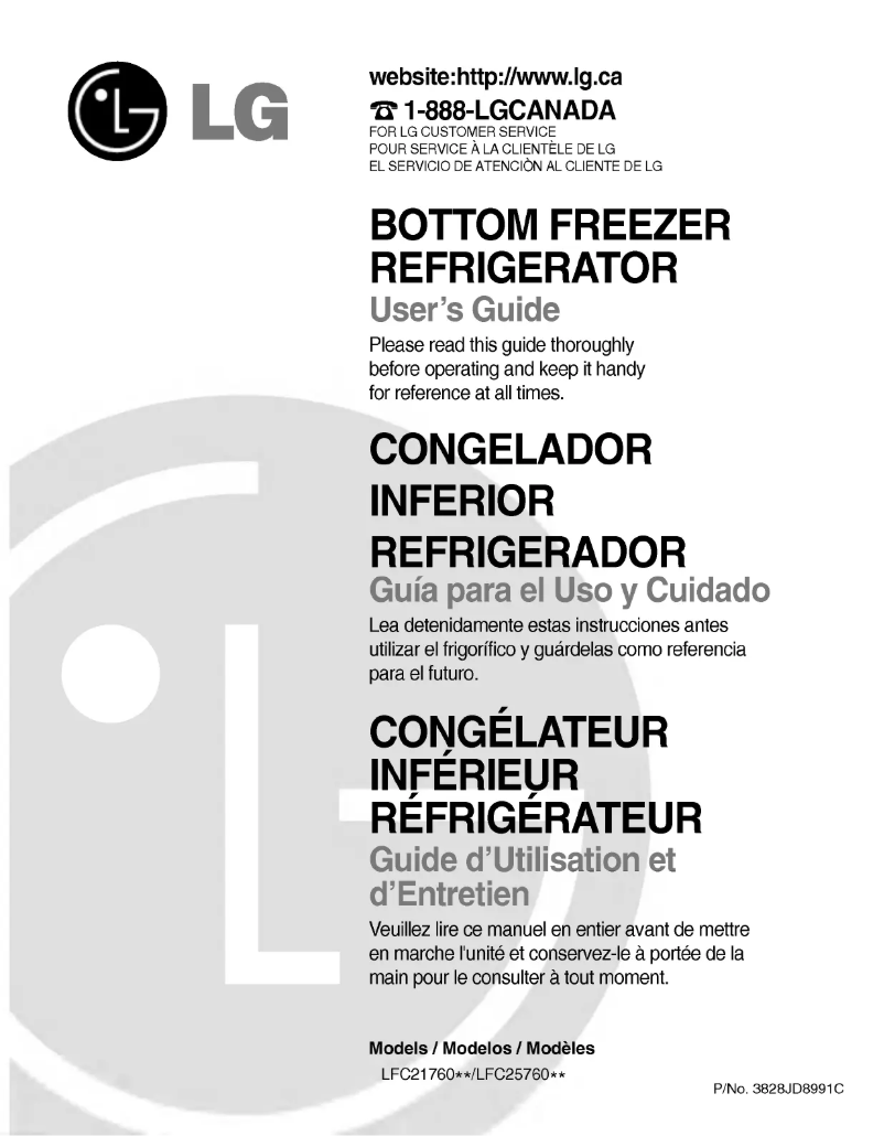 First page image of the manual for GR-B258JSCA