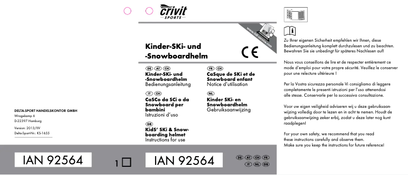 Page 1 of the manual User Manual Crivit IAN 92564