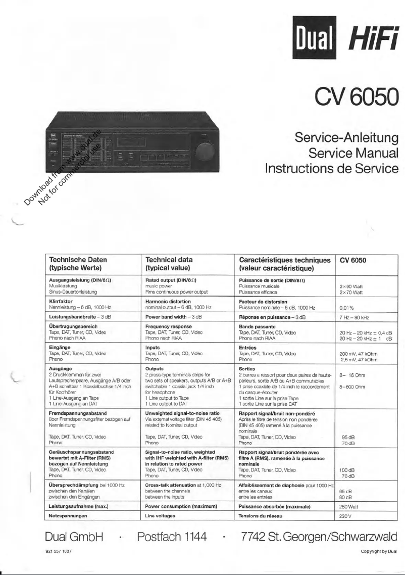 Page 1 of the manual User Manual Dual CV 6050