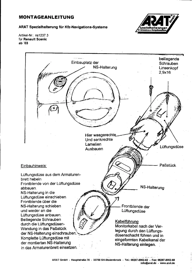 Page 1 of the manual User Manual Arat NS1237.3