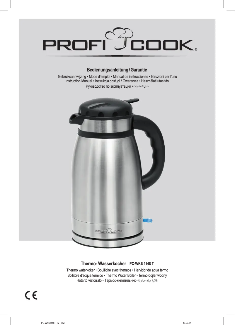 Page 1 de la notice Manuel utilisateur ProfiCook PC-WKS 1148 T