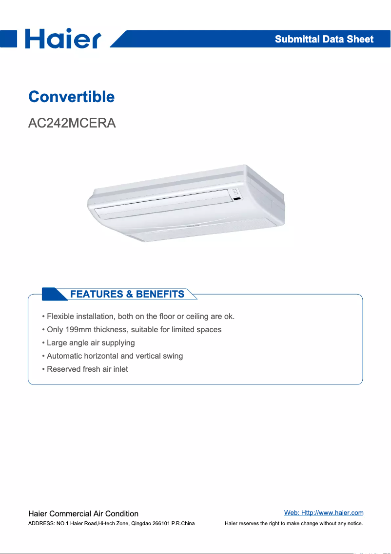 First page image of the manual for AC242MCERA