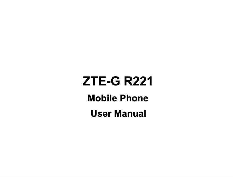 Page 1 of the manual User Manual ZTE G-R221