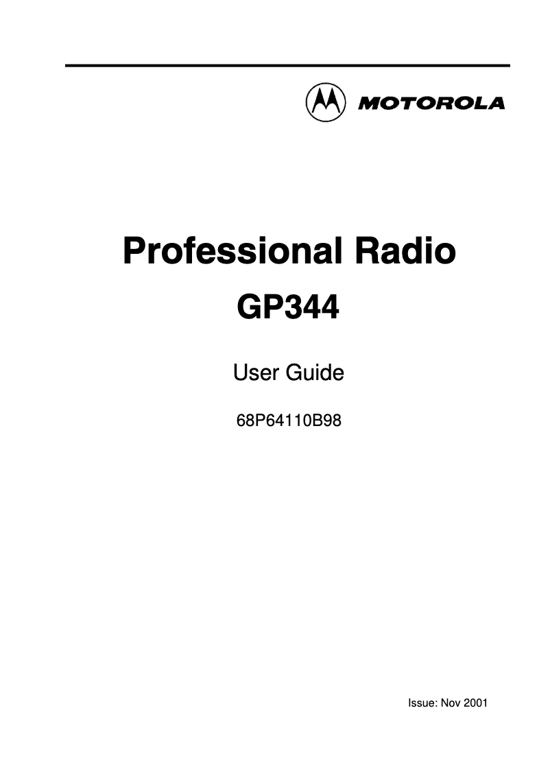 Page 1 of the manual User Manual Motorola GP344