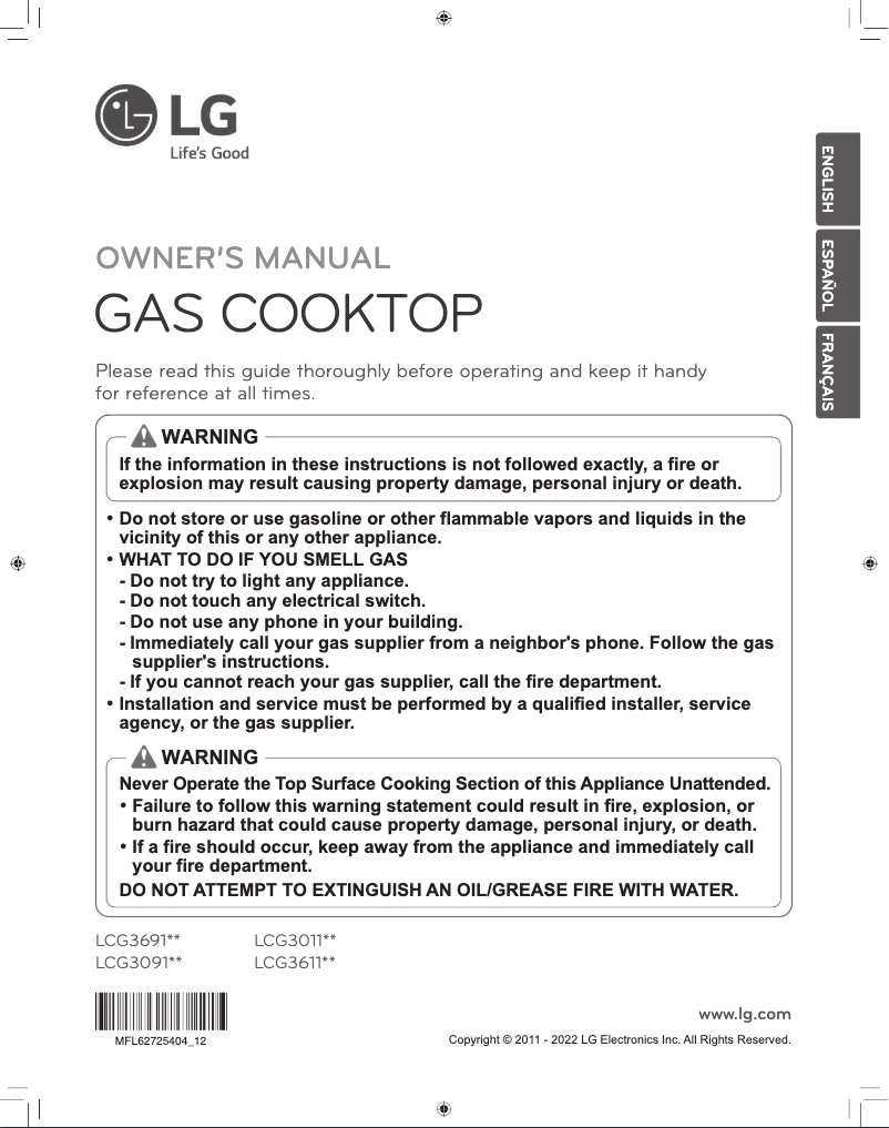 First page image of the manual for LCG3011ST