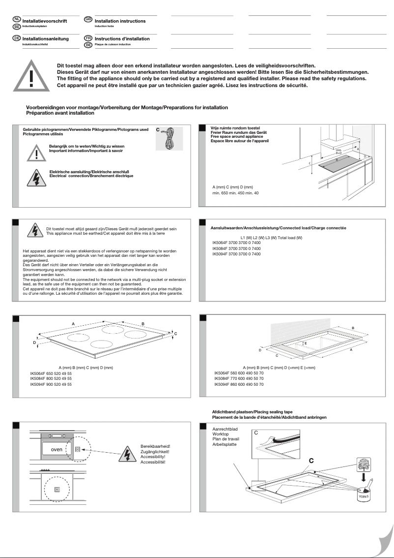 Page 1 of the manual Installation Guide Pelgrim IK5064F