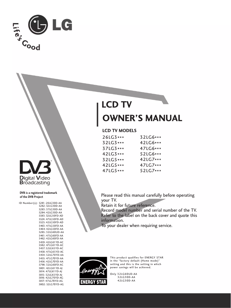 First page image of the manual for 32LG30D