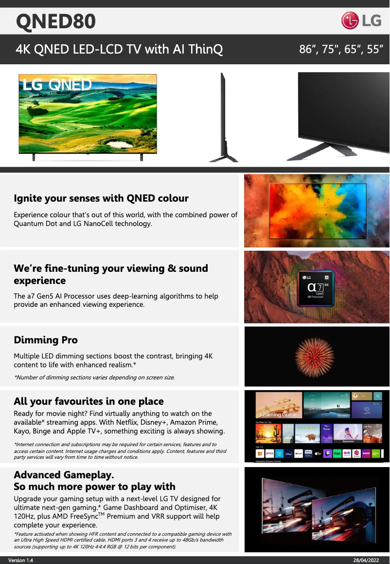 First page image of the manual for 86QNED80SQA