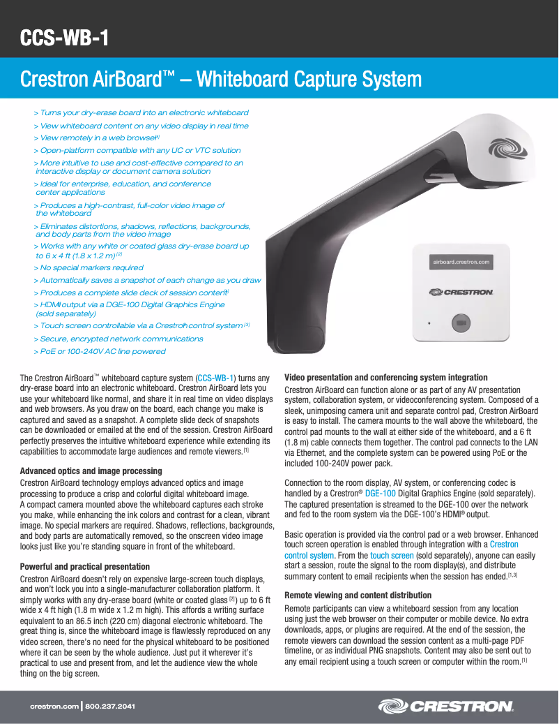 Image de la première page du manuel de l'appareil AirBoard CCS-WB-1